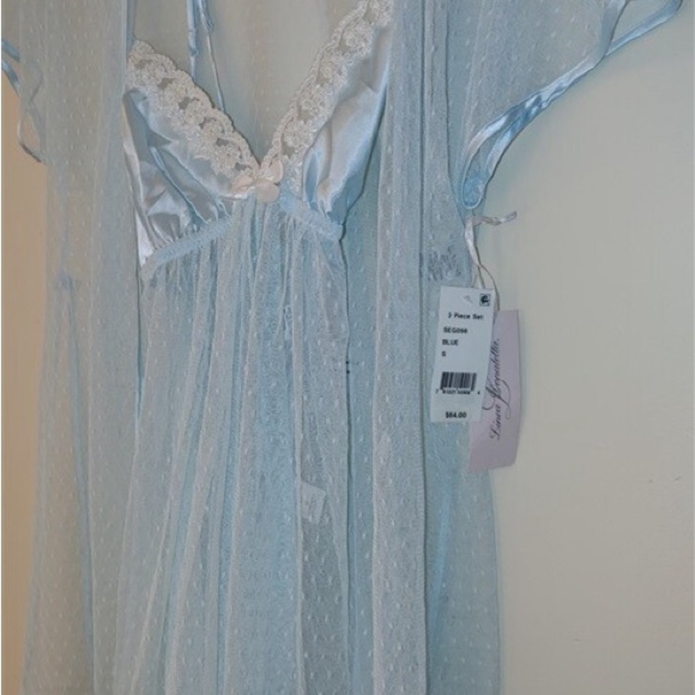 Linea Donatella Blue Chemise with Lace Trim